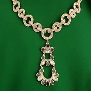 Sparkling Gold and Black Statement Necklace with a Unique Pendant NWOT